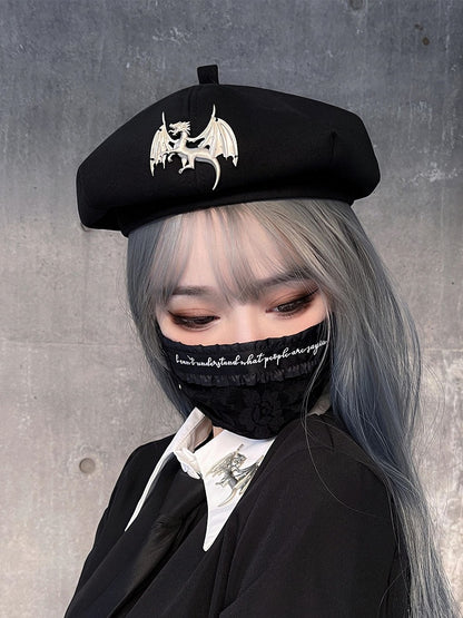 Metal Dragon Decorated Black Beret