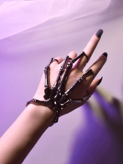 Metal Skeleton Hand Finger Accessory Black/Gold/Colorful
