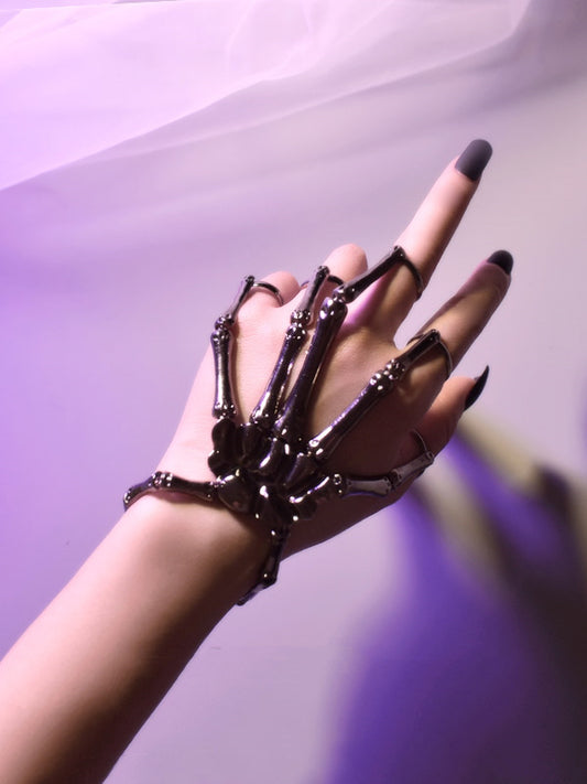 Metal Skeleton Hand Finger Accessory Black/Gold/Colorful