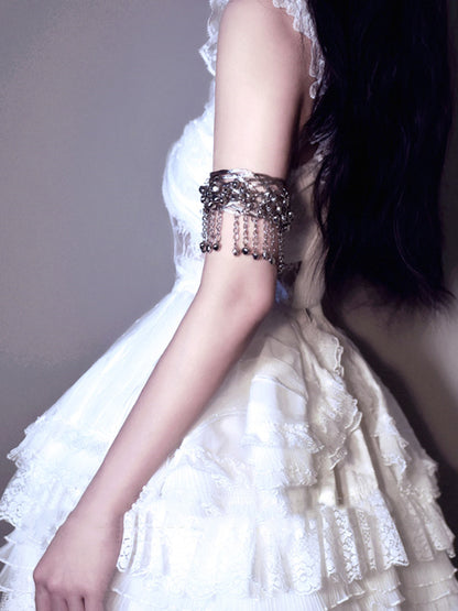 Gothic Punk Silver Metal Bell Armlet