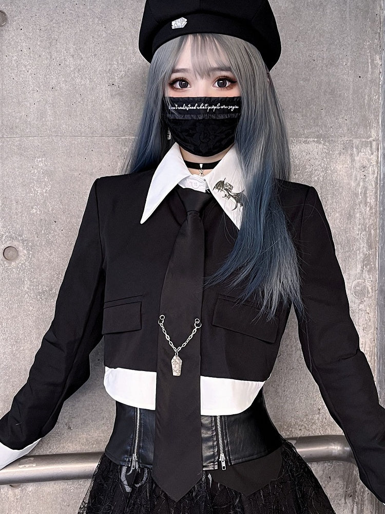 Coffin Chain Design Black NeckTie