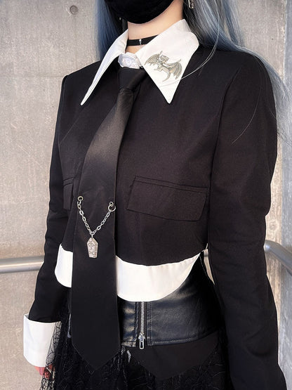 Coffin Chain Design Black NeckTie