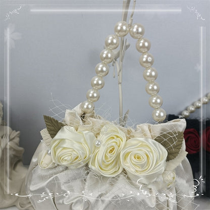 Handmade Rose Details White / Black Tote Bag