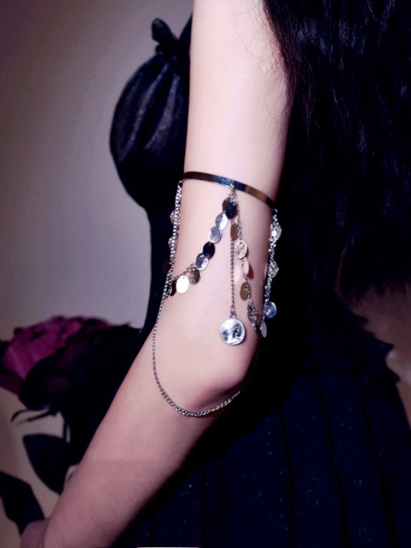 Cyberpunk Metal Sequin Chain Armlet Silver/Gold