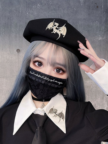 Metal Dragon Decorated Black Beret