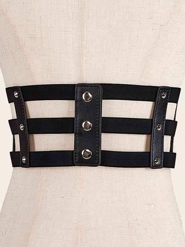 Punk Techwear Black Waist Belt with Chain