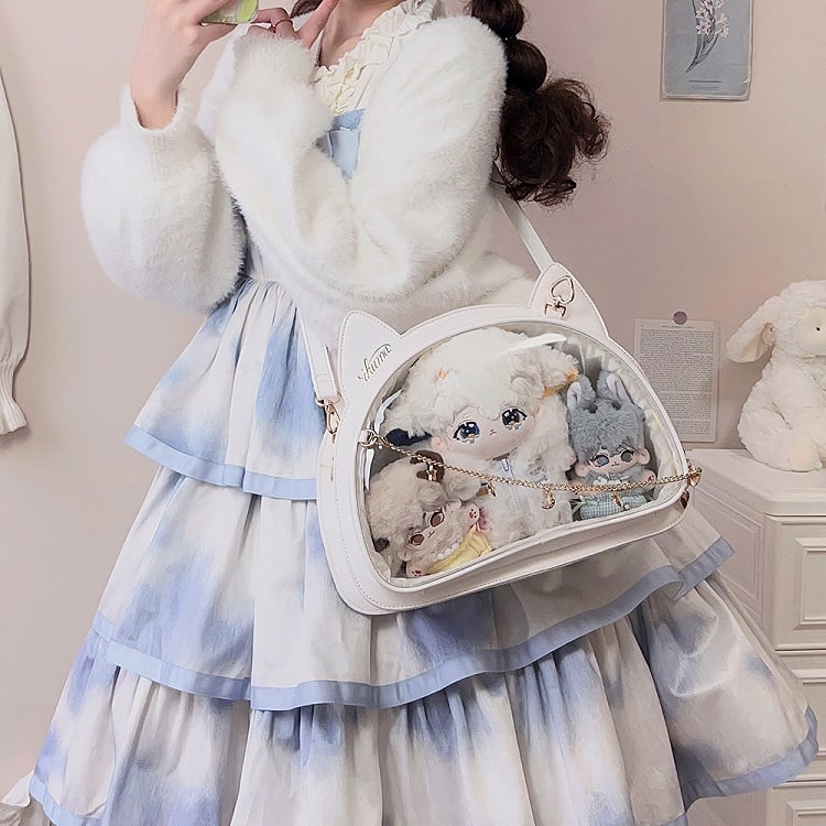 White / Black Cat Head Shaped Ita Backpack