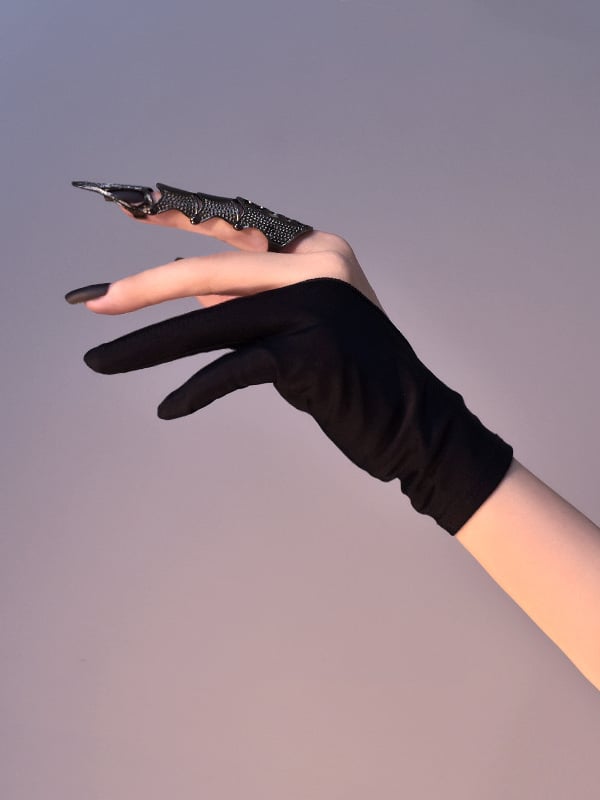 Black Cyberpunk Two-finger Half Hand Gloves