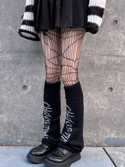 Punk Black Knitted Leg Warmers