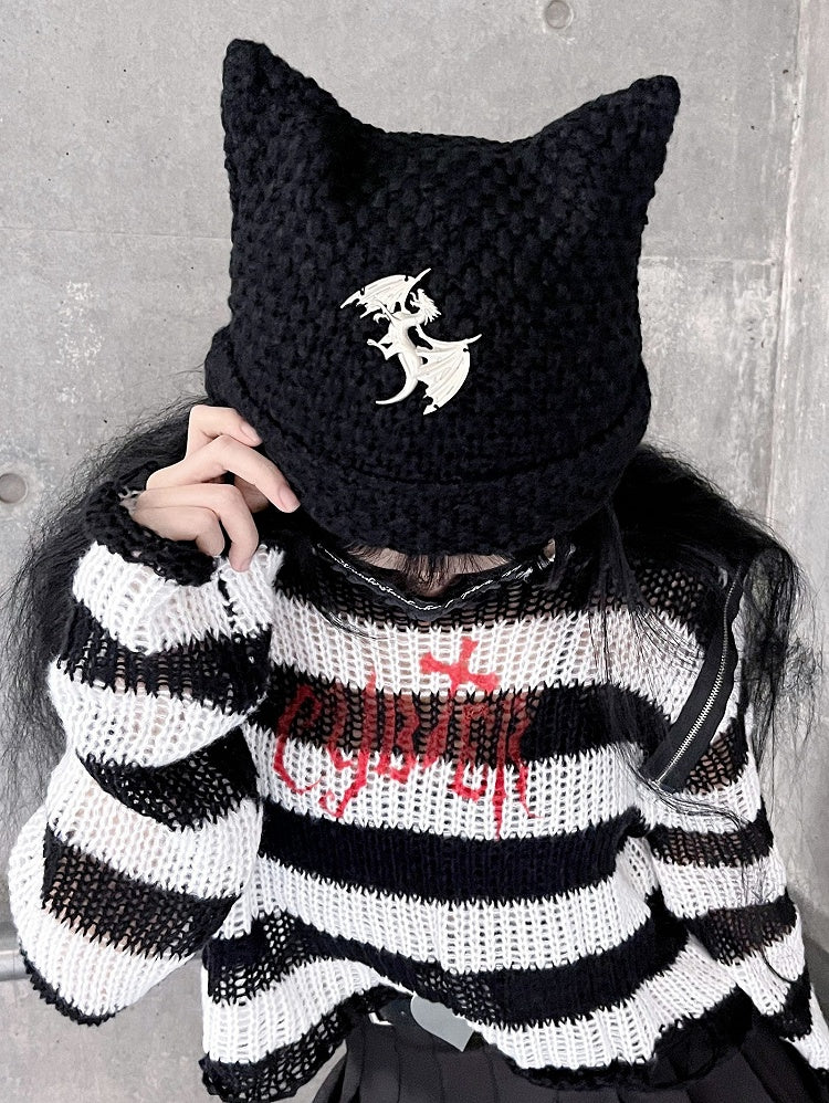 Clearance-Punk Cat Ear Design Knitted Hat