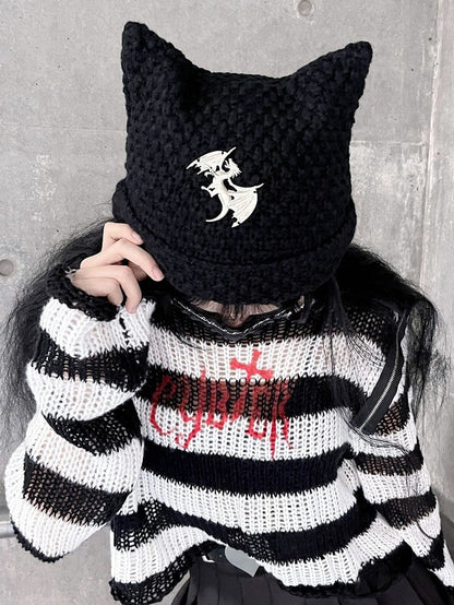 Punk Cat Ear Design Knitted Hat