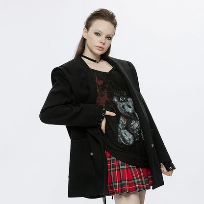 Clearance - Size M for Bust 116CM Black Sailor Collar Pea Coat