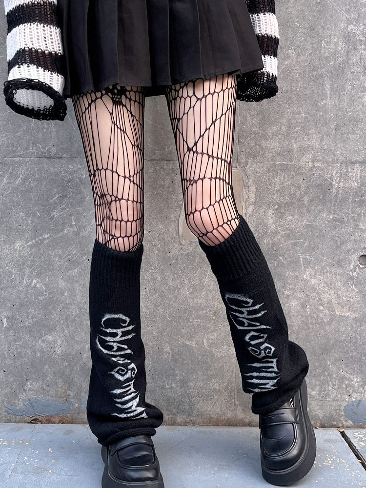 Punk Black Knitted Leg Warmers