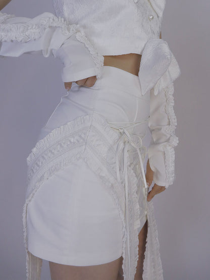 Lace-up Detail White Skirt