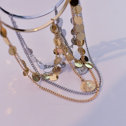 Cyberpunk Metal Sequin Chain Armlet Silver/Gold