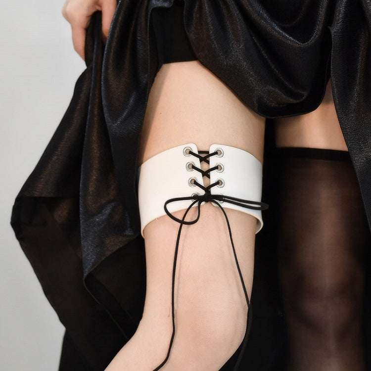 PU Black / White / Red Lace-up Garter