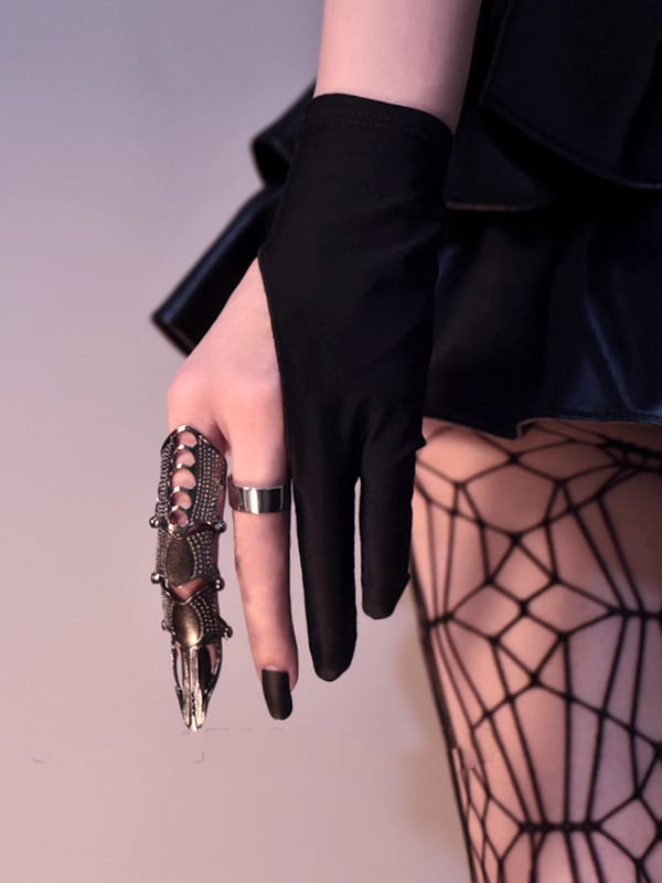 Black Cyberpunk Two-finger Half Hand Gloves