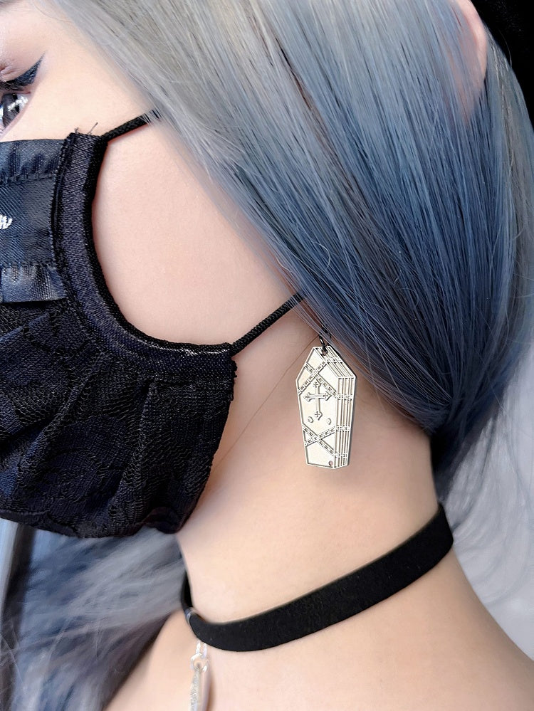 Silver Coffin-shaped Earrings