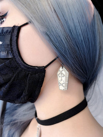 Silver Coffin-shaped Earrings