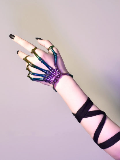 Metal Skeleton Hand Finger Accessory Black/Gold/Colorful