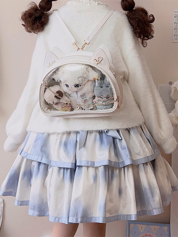 White / Black Cat Head Shaped Ita Backpack