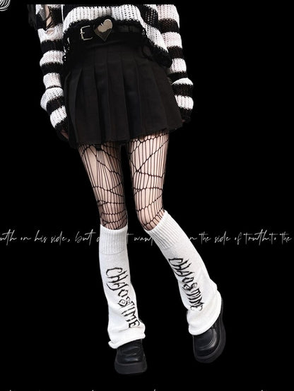 Punk White Knitted Leg Warmers