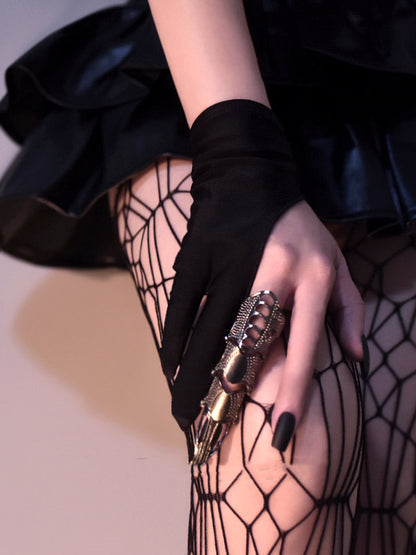 Black Cyberpunk Two-finger Half Hand Gloves