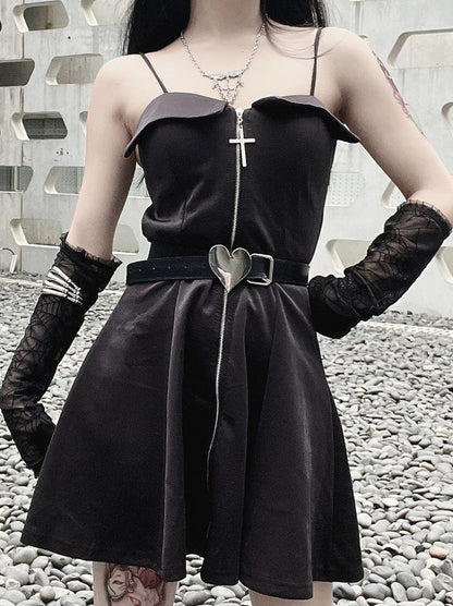 Punk Spider Web Design Black Long Half Finger Gloves