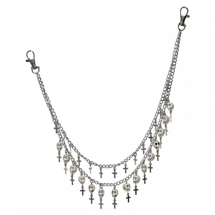 Skull Cross Decorative Silver Waist Chain