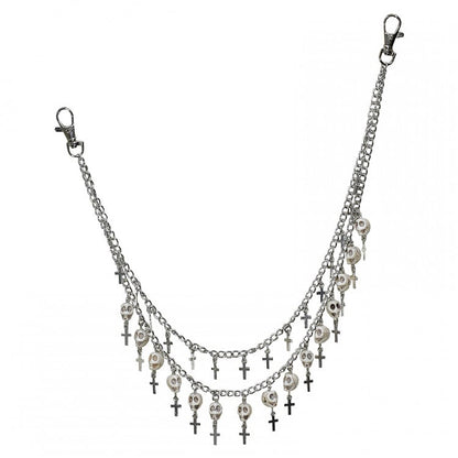 Skull Cross Decorative Silver Waist Chain