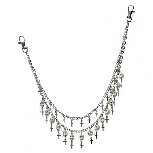 Skull Cross Decorative Silver Waist Chain