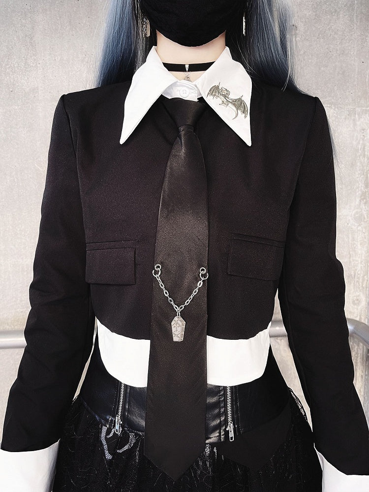 Coffin Chain Design Black NeckTie
