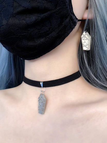 Punk Coffin Pendant Black Choker