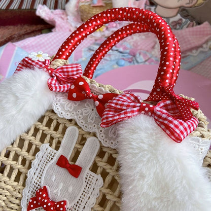 Plush Rabbit Ears Design Pink/Red Bowknots Lolita Bag