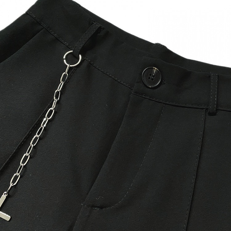 Punk Applique Design Black Shorts