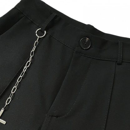 Punk Applique Design Black Shorts