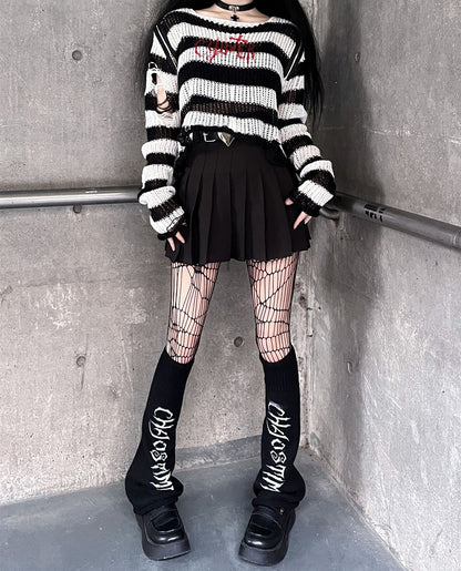 Punk Black Knitted Leg Warmers