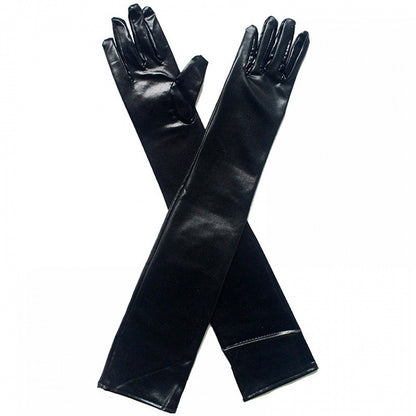 Gothic PU Black / White Long Gloves