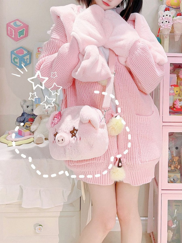 Pink Cute Pig-shaped Plush Crossbody