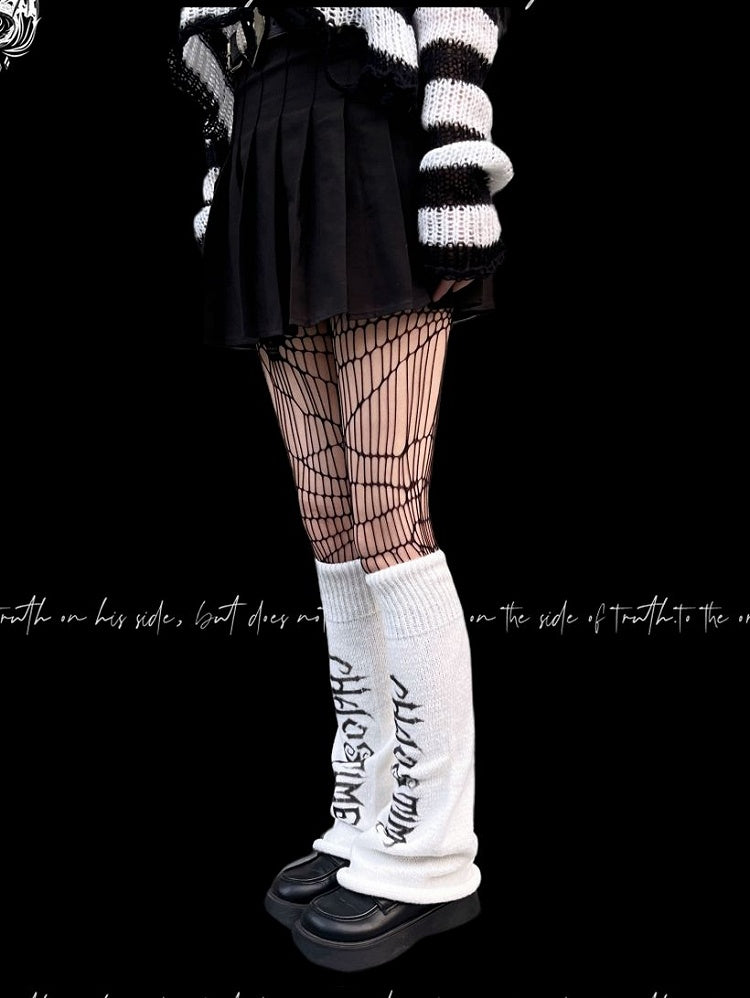 Punk White Knitted Leg Warmers