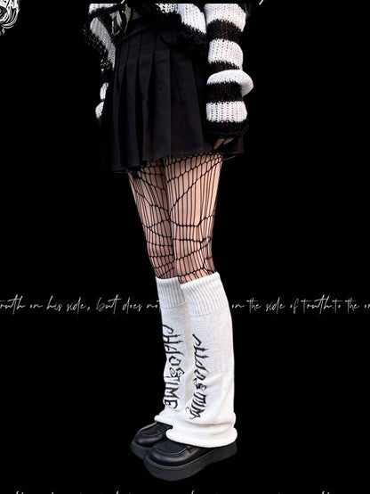 Punk White Knitted Leg Warmers