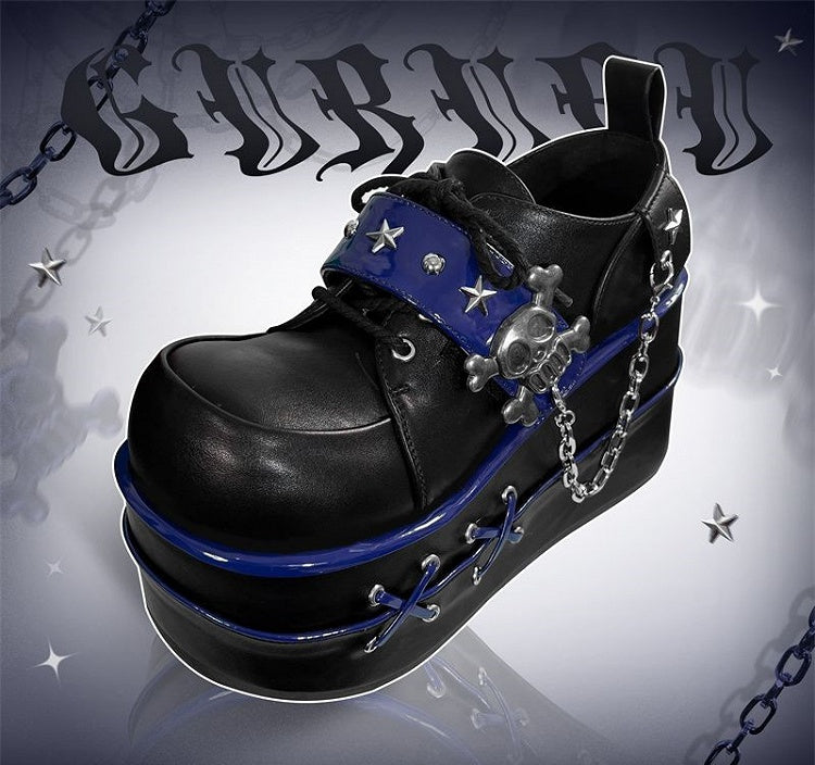 Black and Blue Star Hunter Pirates Skull Design Gothic Platforms