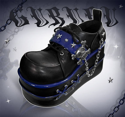 Black and Blue Star Hunter Pirates Skull Design Gothic Platforms