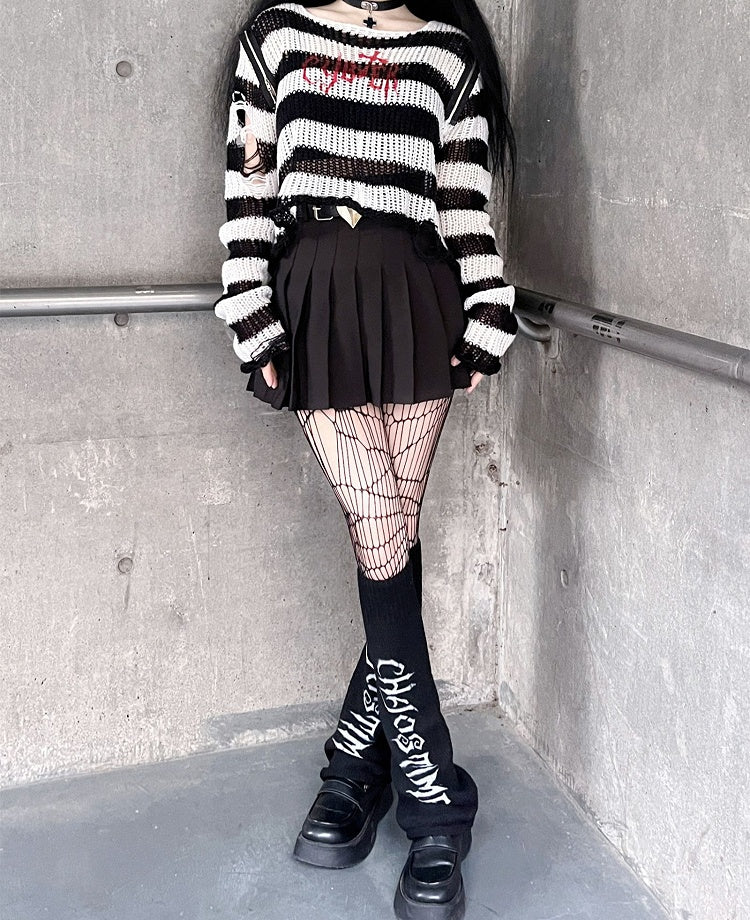 Punk Black Knitted Leg Warmers