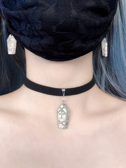 Punk Coffin Pendant Black Choker