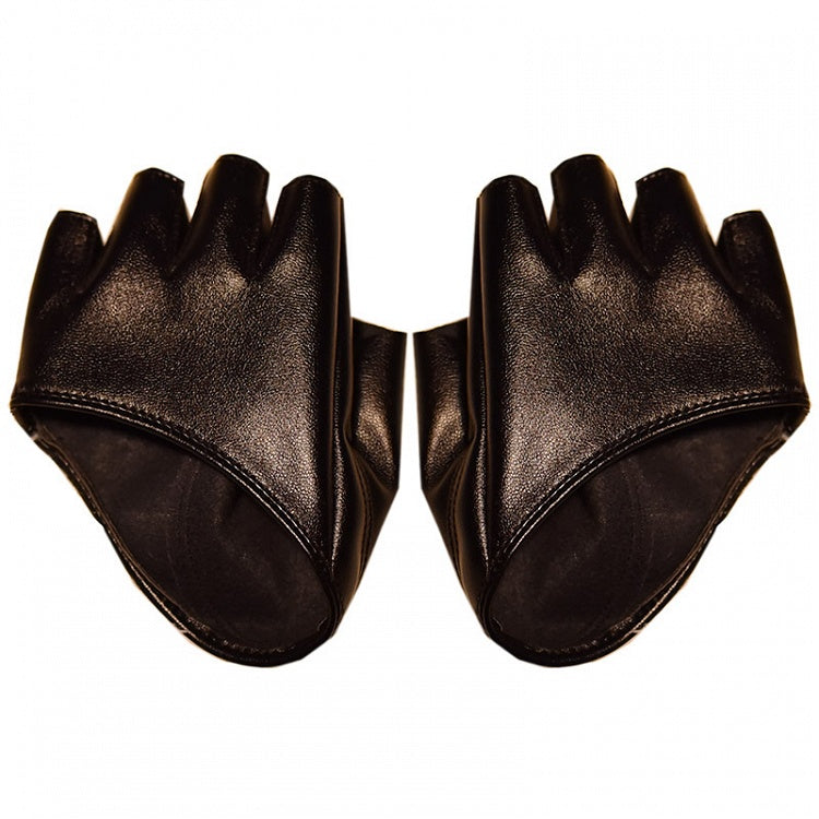 Cyberpunk PU Half-hand Gloves Black/White/Wine Red/Coffee
