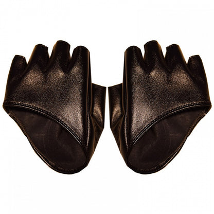 Cyberpunk PU Half-hand Gloves Black/White/Wine Red/Coffee