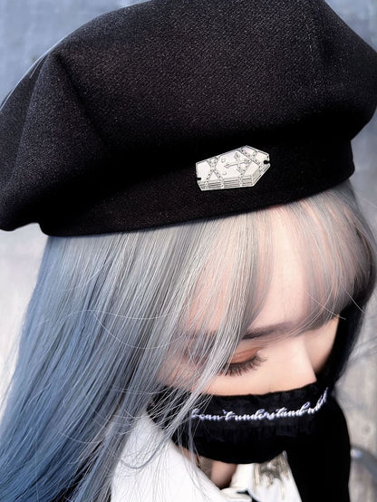 Coffin Decorated Black Beret