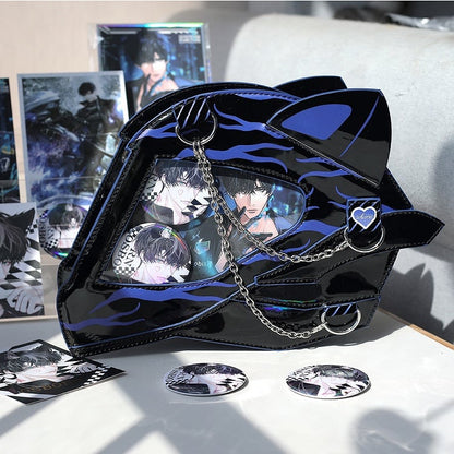 Cat Ear Design Helmet Shaped Ita Bag Polished Black&Blue