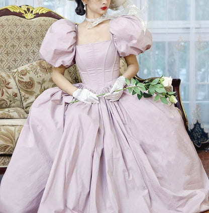 Light Pink Short Puff Sleeves Corset Basque Rococo Southern Belles Dress
